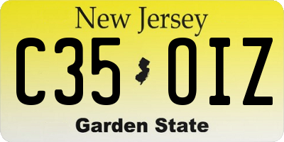 NJ license plate C35OIZ