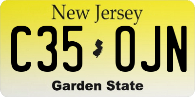 NJ license plate C35OJN