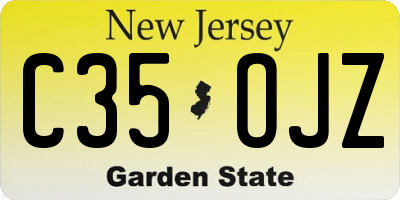 NJ license plate C35OJZ