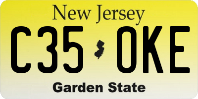 NJ license plate C35OKE