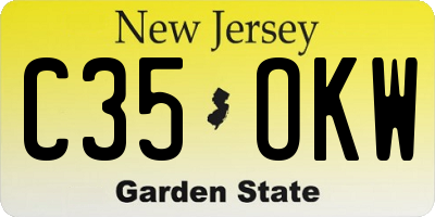 NJ license plate C35OKW