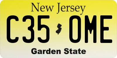 NJ license plate C35OME