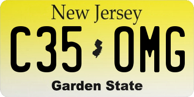 NJ license plate C35OMG