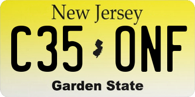 NJ license plate C35ONF