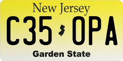 NJ license plate C35OPA