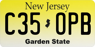 NJ license plate C35OPB