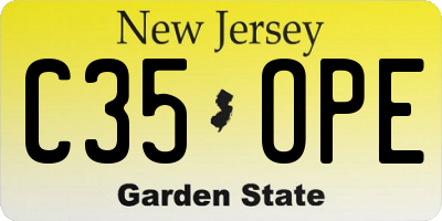 NJ license plate C35OPE