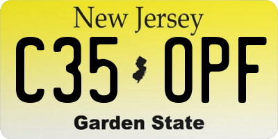 NJ license plate C35OPF