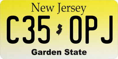 NJ license plate C35OPJ