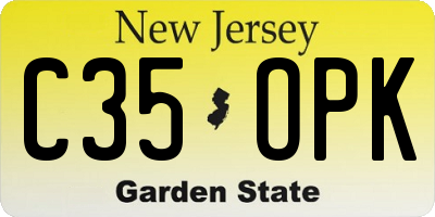NJ license plate C35OPK