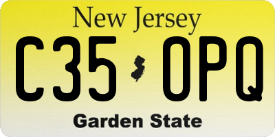 NJ license plate C35OPQ
