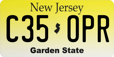 NJ license plate C35OPR