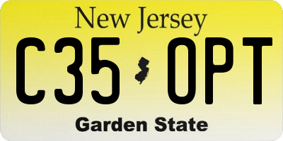 NJ license plate C35OPT