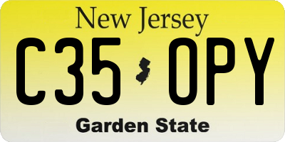 NJ license plate C35OPY