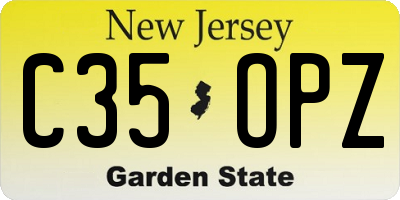 NJ license plate C35OPZ