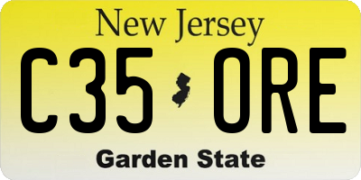 NJ license plate C35ORE