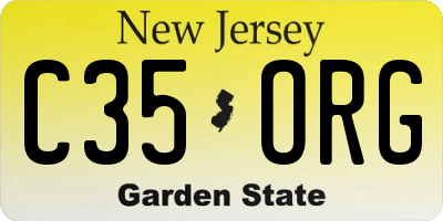 NJ license plate C35ORG