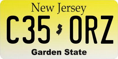 NJ license plate C35ORZ