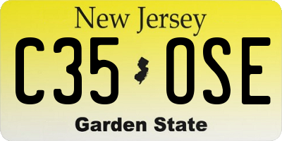 NJ license plate C35OSE