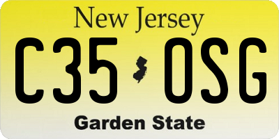NJ license plate C35OSG