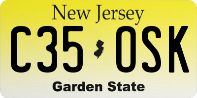 NJ license plate C35OSK
