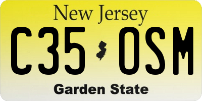 NJ license plate C35OSM