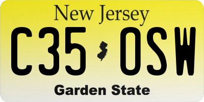 NJ license plate C35OSW