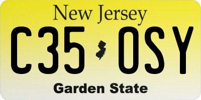 NJ license plate C35OSY