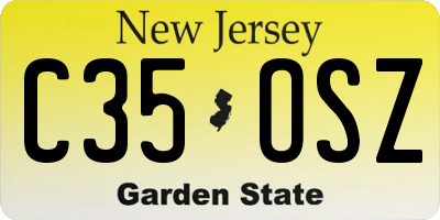 NJ license plate C35OSZ
