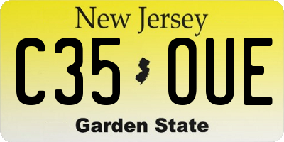 NJ license plate C35OUE