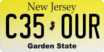 NJ license plate C35OUR