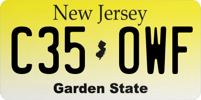NJ license plate C35OWF