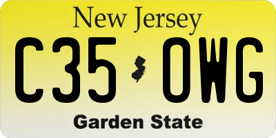 NJ license plate C35OWG