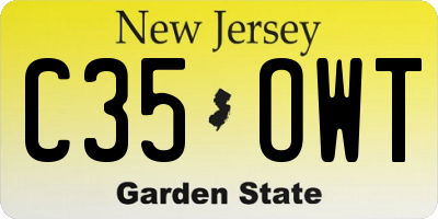 NJ license plate C35OWT