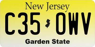 NJ license plate C35OWV