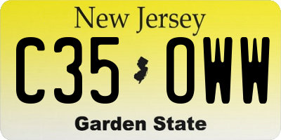 NJ license plate C35OWW