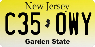 NJ license plate C35OWY