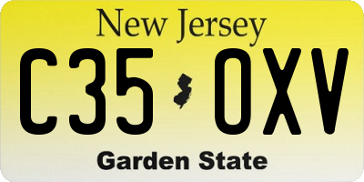 NJ license plate C35OXV