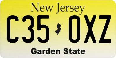 NJ license plate C35OXZ