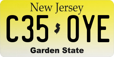 NJ license plate C35OYE