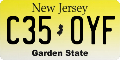 NJ license plate C35OYF