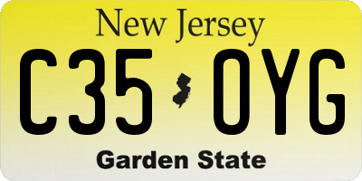 NJ license plate C35OYG
