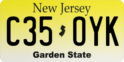 NJ license plate C35OYK