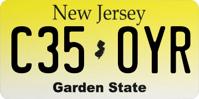 NJ license plate C35OYR