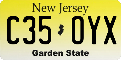 NJ license plate C35OYX