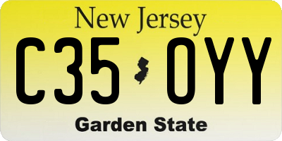 NJ license plate C35OYY