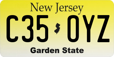 NJ license plate C35OYZ