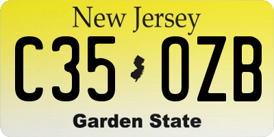 NJ license plate C35OZB