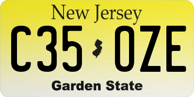 NJ license plate C35OZE