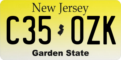 NJ license plate C35OZK